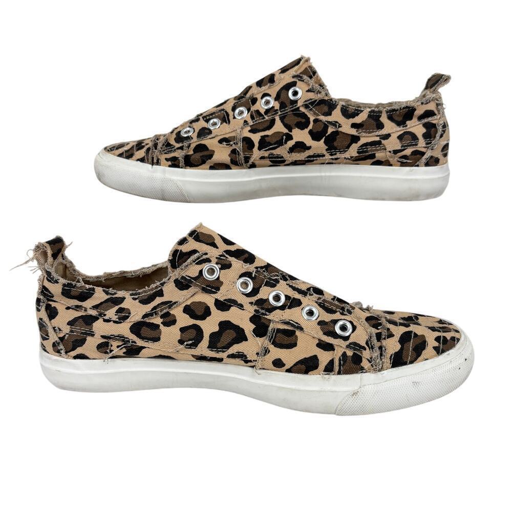 Corkys‎ Babalu Sneakers Size 10 Leopard Print Canvas Slip On Casual Comfort